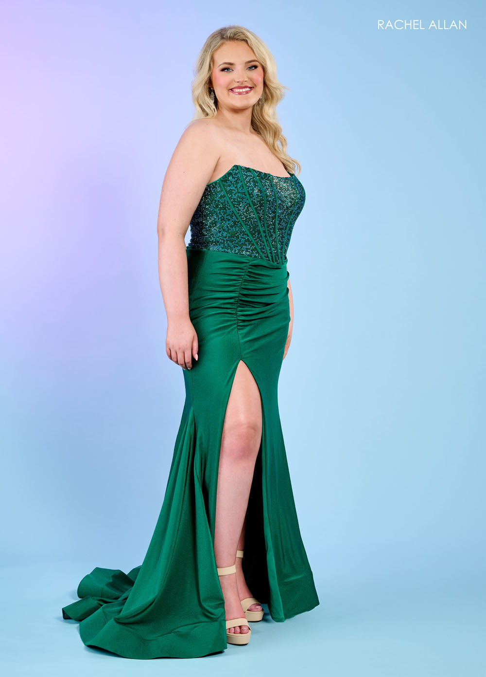 Rachel Allan 70305W prom dress images. Rachel Allan 70305W is available in these colors: Black, Emerald, Lilac, Red, Royal.