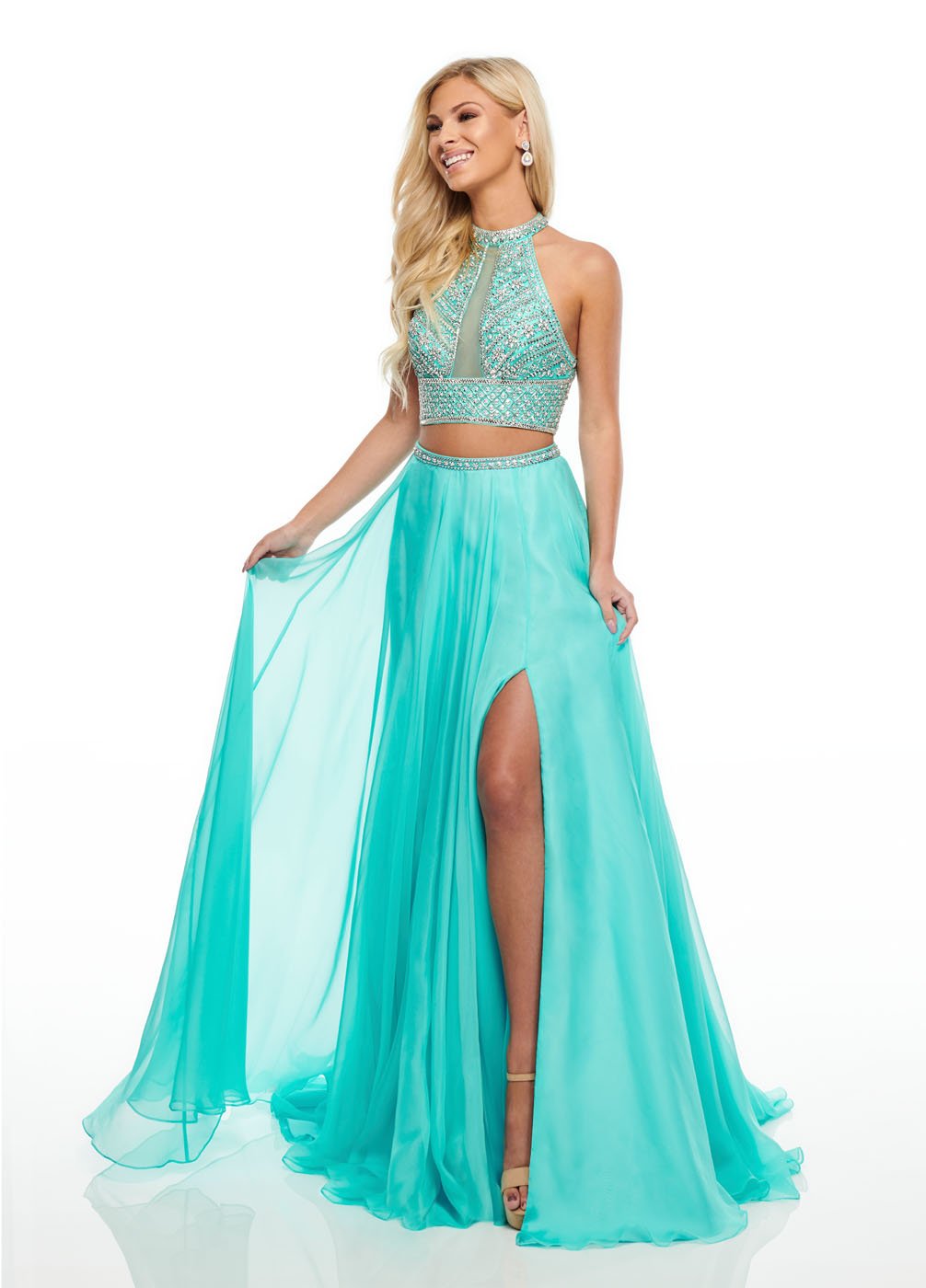 Rachel Allan 7034 prom dress images. Rachel Allan 7034 is available in these colors: Aqua, Fuchsia, Yellow.