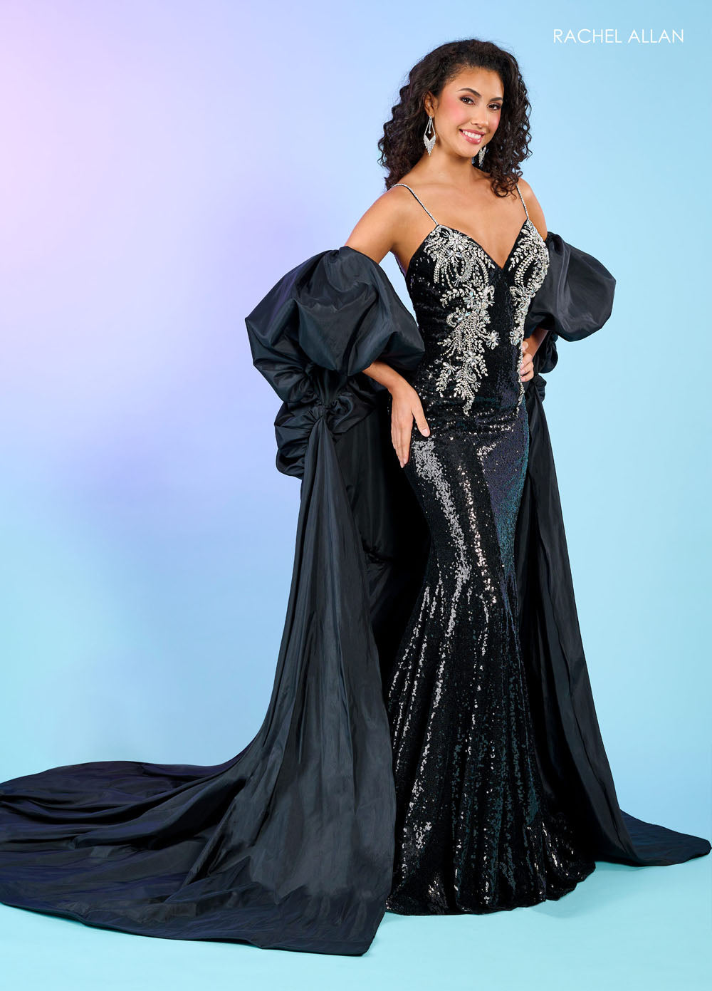 Rachel Allan 70482 prom dress images. Rachel Allan 70482 is available in these colors: Black, Black Pink, Jade, Red.