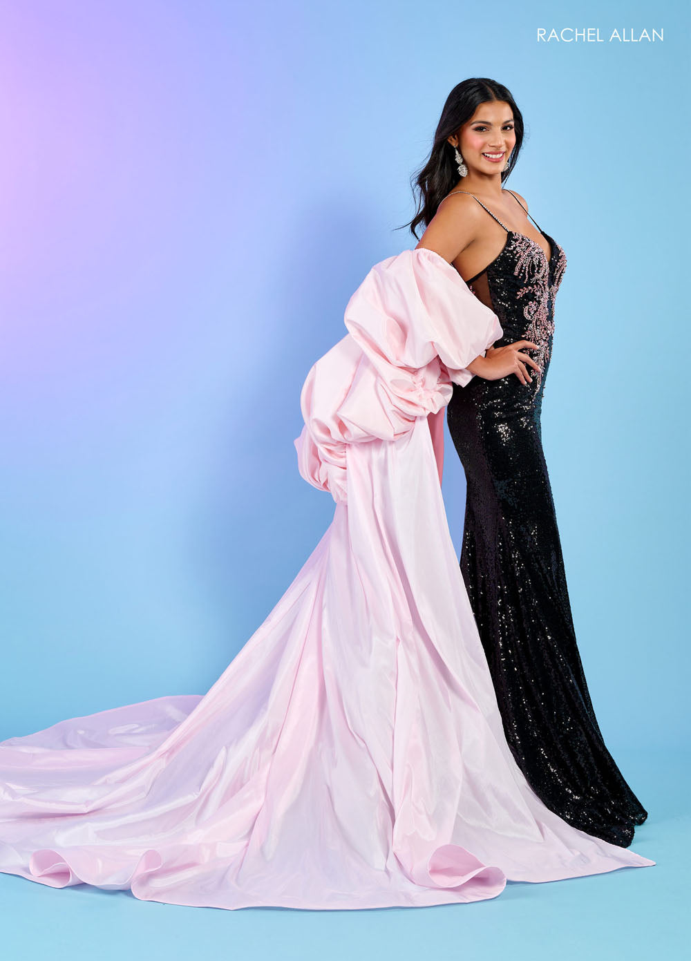 Rachel Allan 70482 prom dress images. Rachel Allan 70482 is available in these colors: Black, Black Pink, Jade, Red.