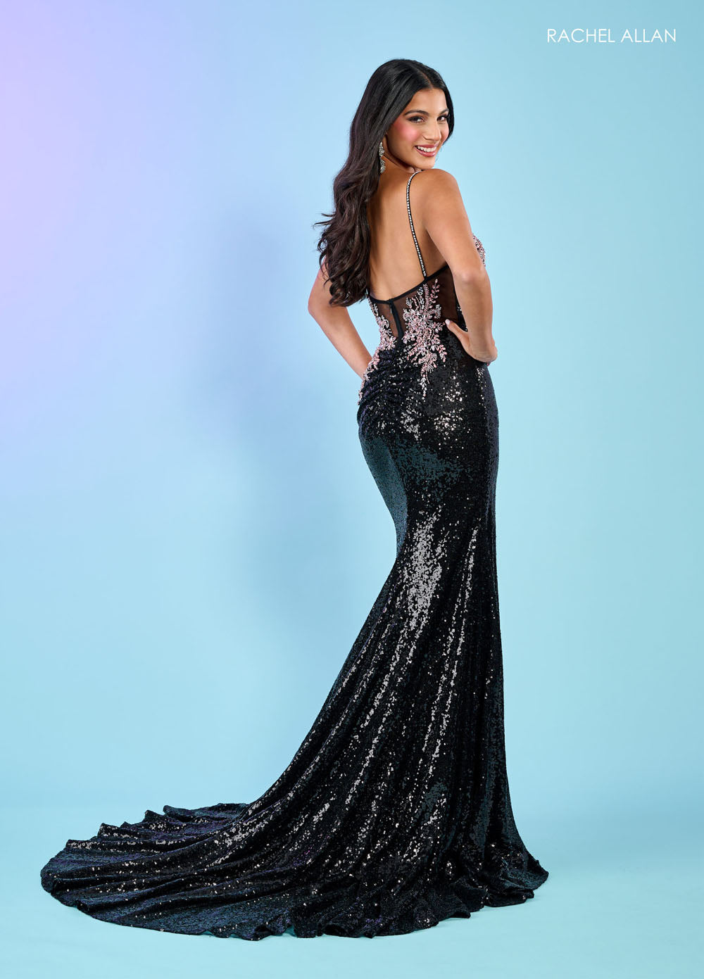 Rachel Allan 70482 prom dress images. Rachel Allan 70482 is available in these colors: Black, Black Pink, Jade, Red.
