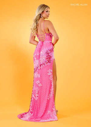 Rachel Allan 70485 prom dress images.  Rachel Allan 70485 is available in these colors: Fuchsia Pink, Jade, Periwinkle.