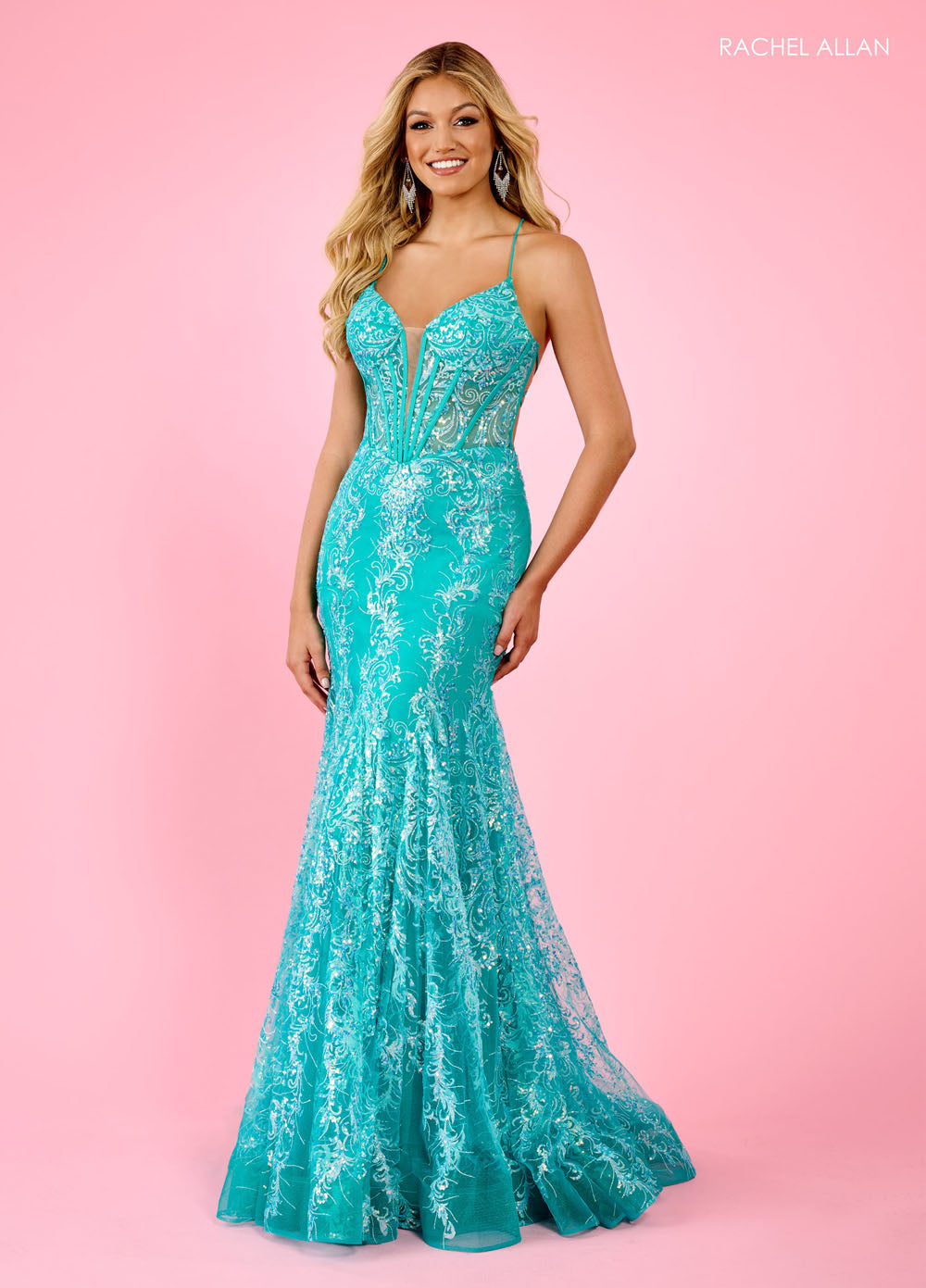 Rachel Allan 70491 prom dress images. Rachel Allan 70491 is available in these colors: Jade, Light Pink, Powder Blue.