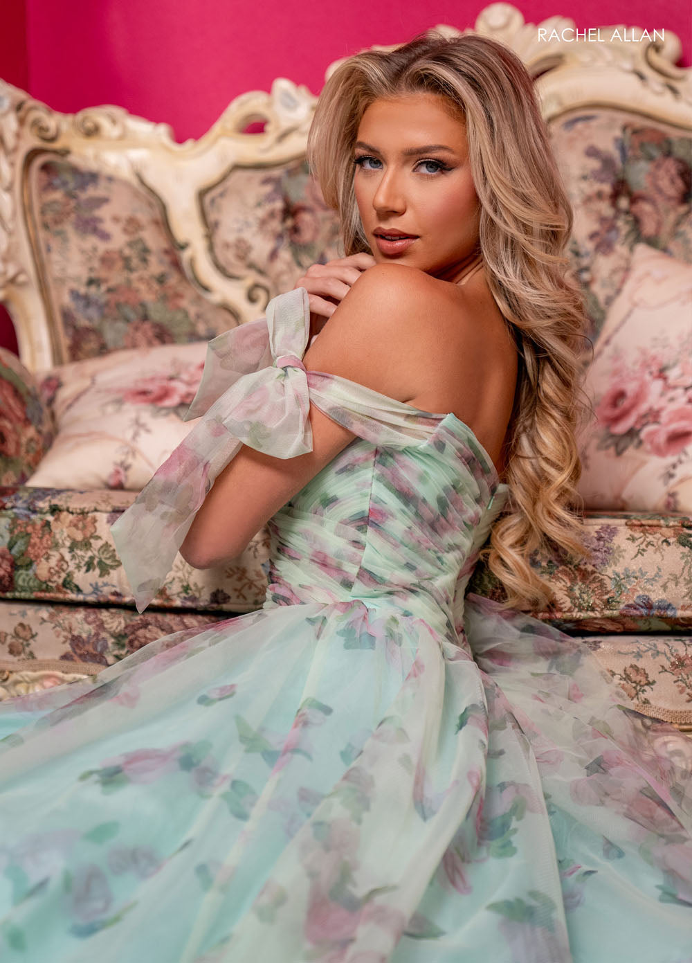 Rachel Allan 70495 prom dress images. Rachel Allan 70495 is available in these colors: Light Blue, Pink, Sage.