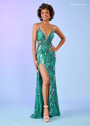 Rachel Allan 70502 prom dress images.  Rachel Allan 70502 is available in these colors: Champagne, Fuchsia, Jade, Powder Blue.