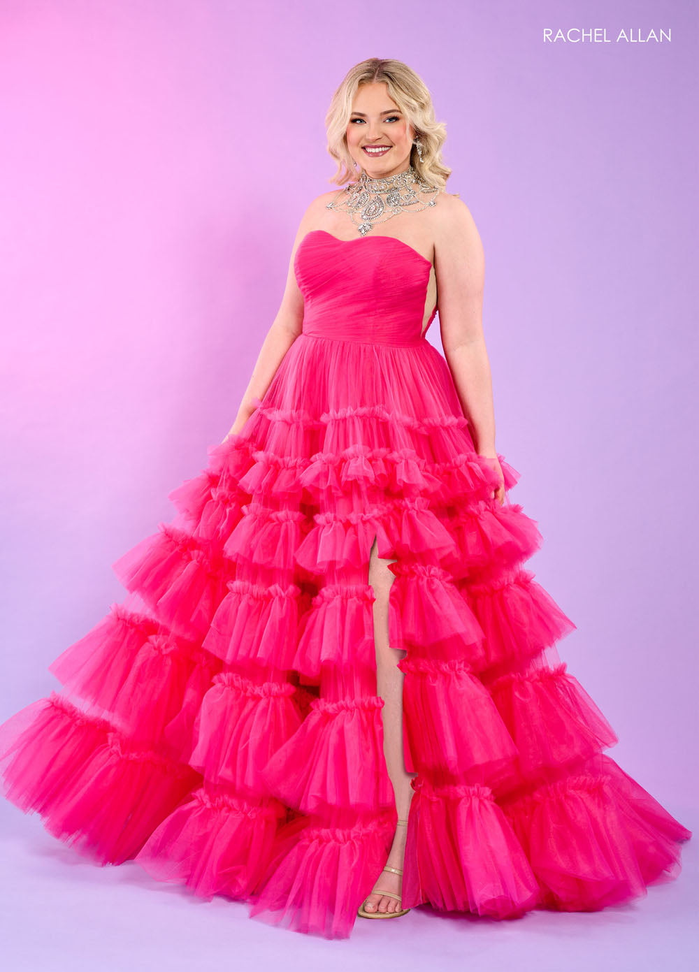 Rachel Allan 70503 prom dress images. Rachel Allan 70503 is available in these colors: Black, Hot Pink, Lilac.