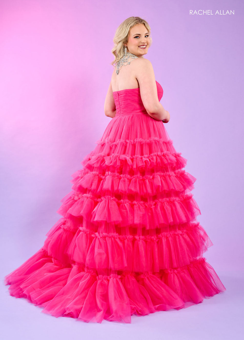 Rachel Allan 70503 prom dress images. Rachel Allan 70503 is available in these colors: Black, Hot Pink, Lilac.