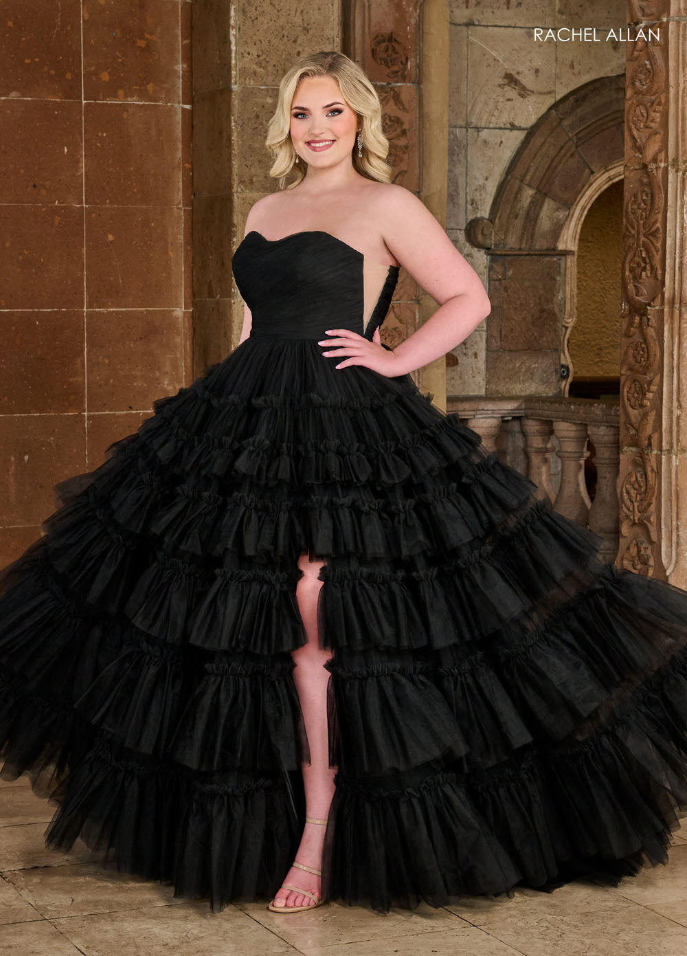 Rachel Allan 70503 prom dress images. Rachel Allan 70503 is available in these colors: Black, Hot Pink, Lilac.