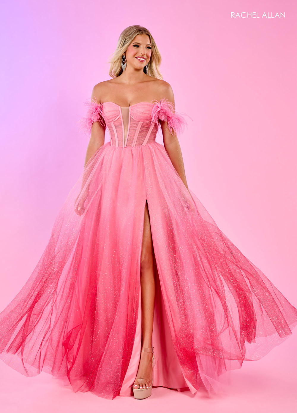 Rachel Allan 70515 prom dress images. Rachel Allan 70515 is available in these colors: Fuchsia Ombre, Royal Ombre, Tangerine Ombre.