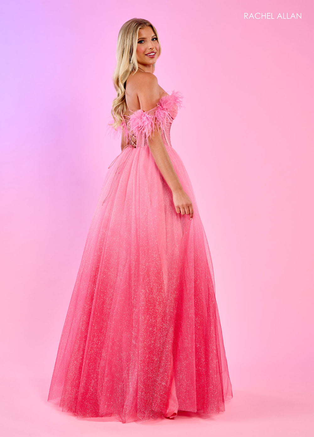 Rachel Allan 70515 prom dress images. Rachel Allan 70515 is available in these colors: Fuchsia Ombre, Royal Ombre, Tangerine Ombre.