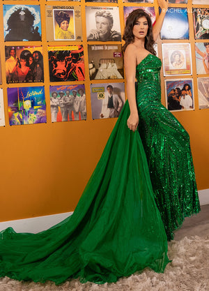 Rachel Allan 70520 prom dress images.  Rachel Allan 70520 is available in these colors: Emerald, Red Fuchsia, White Silver.