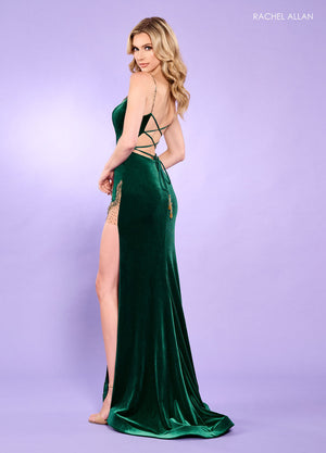 Rachel Allan 70522 prom dress images.  Rachel Allan 70522 is available in these colors: Black Silver, Cobalt Silver, Emerald Gold.