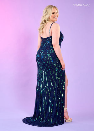 Rachel Allan 70523 prom dress images.  Rachel Allan 70523 is available in these colors: Hot Pink Nude, Light Blue Nude, Lilac Black, Royal Navy.