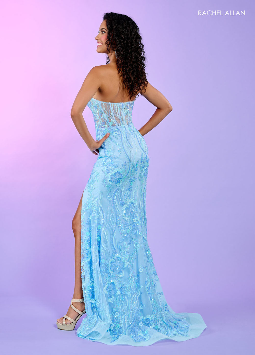 Rachel Allan 70526 prom dress images. Rachel Allan 70526 is available in these colors: Burgundy, Light Blue, Lilac.