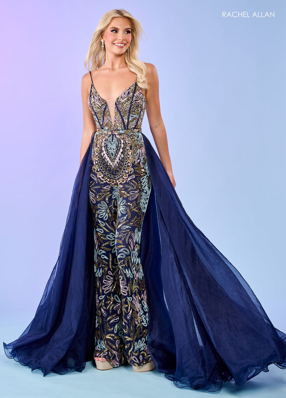 Rachel Allan 70528 prom dress images. Rachel Allan 70528 is available in these colors: Black, Navy, White Blue Pink.