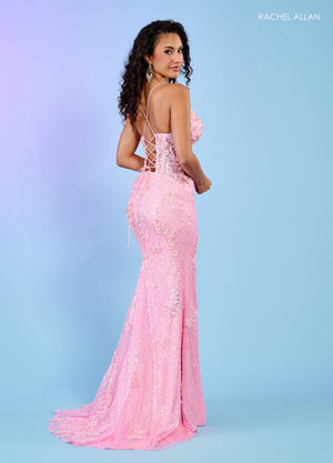 Rachel Allan 70533 prom dress images.  Rachel Allan 70533 is available in these colors: Aqua Blue, Lilac, Pink.