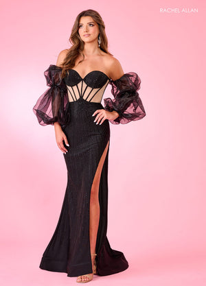 Rachel Allan 70539 prom dress images.  Rachel Allan 70539 is available in these colors: Black, Red, White.