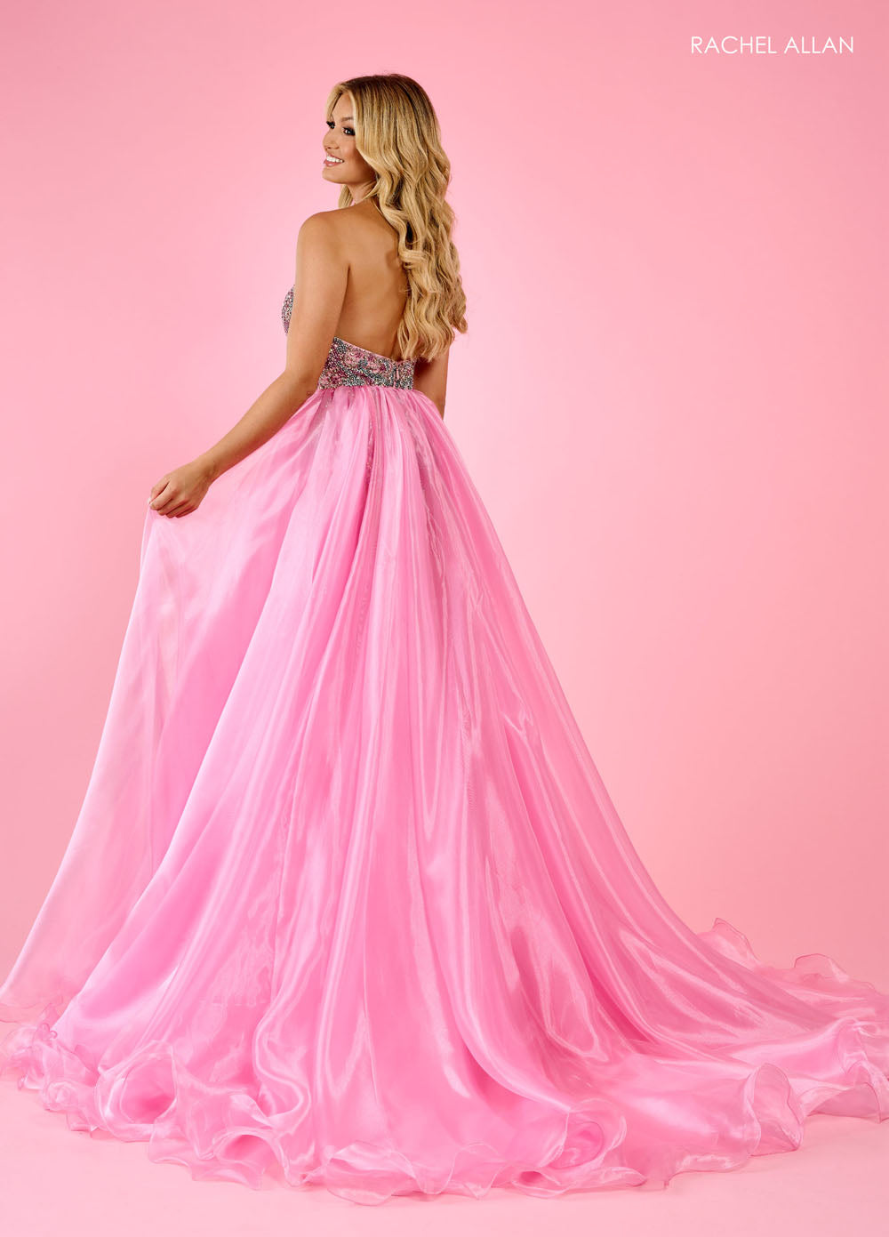 Rachel Allan 70546 prom dress images. Rachel Allan 70546 is available in these colors: Nude Purple, Pink Multi.