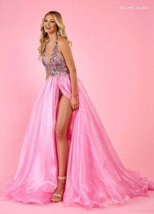 Rachel Allan 70546 prom dress images.  Rachel Allan 70546 is available in these colors: Nude Purple, Pink Multi.