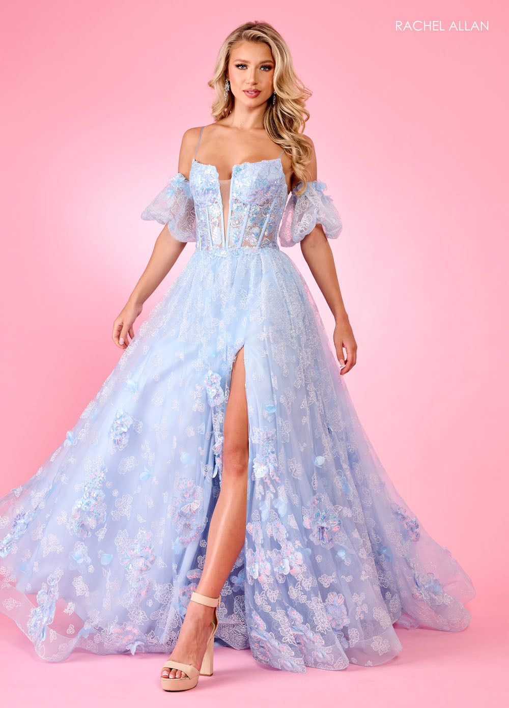 Rachel Allan 70557 prom dress images. Rachel Allan 70557 is available in these colors: Light Blue, Lilac, Mint.