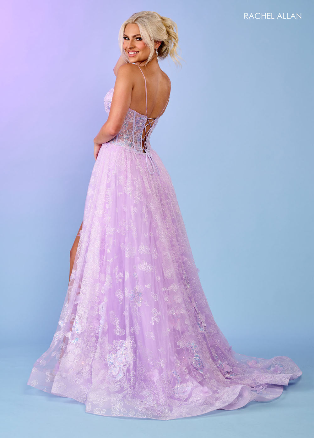 Rachel Allan 70557 prom dress images. Rachel Allan 70557 is available in these colors: Light Blue, Lilac, Mint.