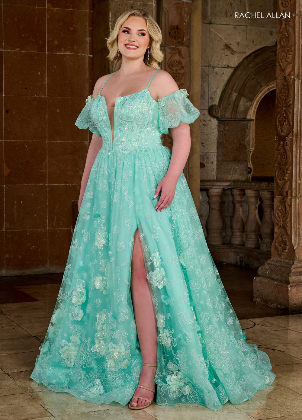 Rachel Allan 70557 prom dress images. Rachel Allan 70557 is available in these colors: Light Blue, Lilac, Mint.