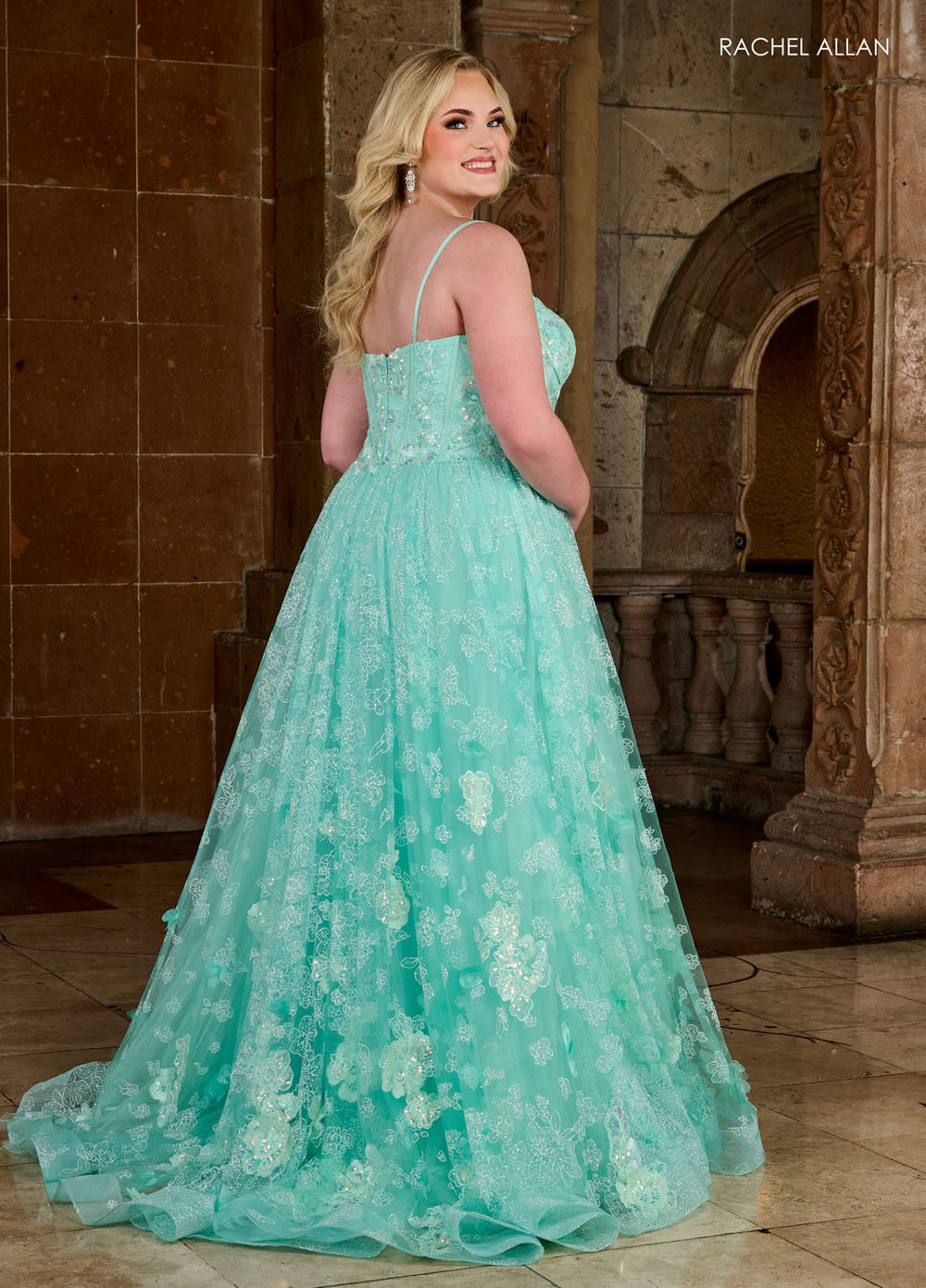 Rachel Allan 70557 prom dress images. Rachel Allan 70557 is available in these colors: Light Blue, Lilac, Mint.