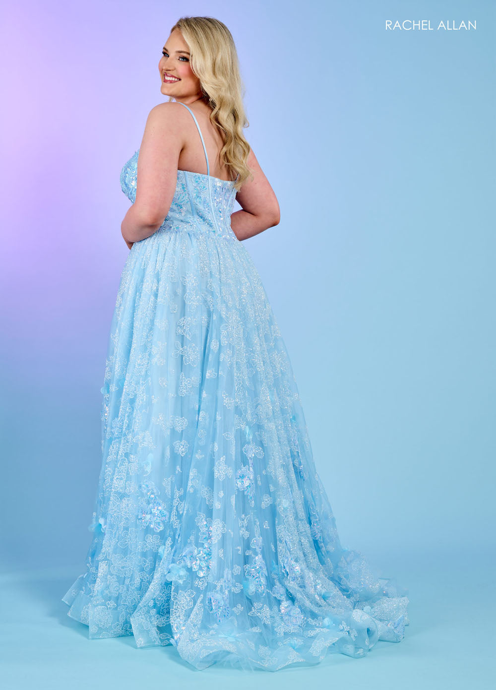 Rachel Allan 70557 prom dress images. Rachel Allan 70557 is available in these colors: Light Blue, Lilac, Mint.