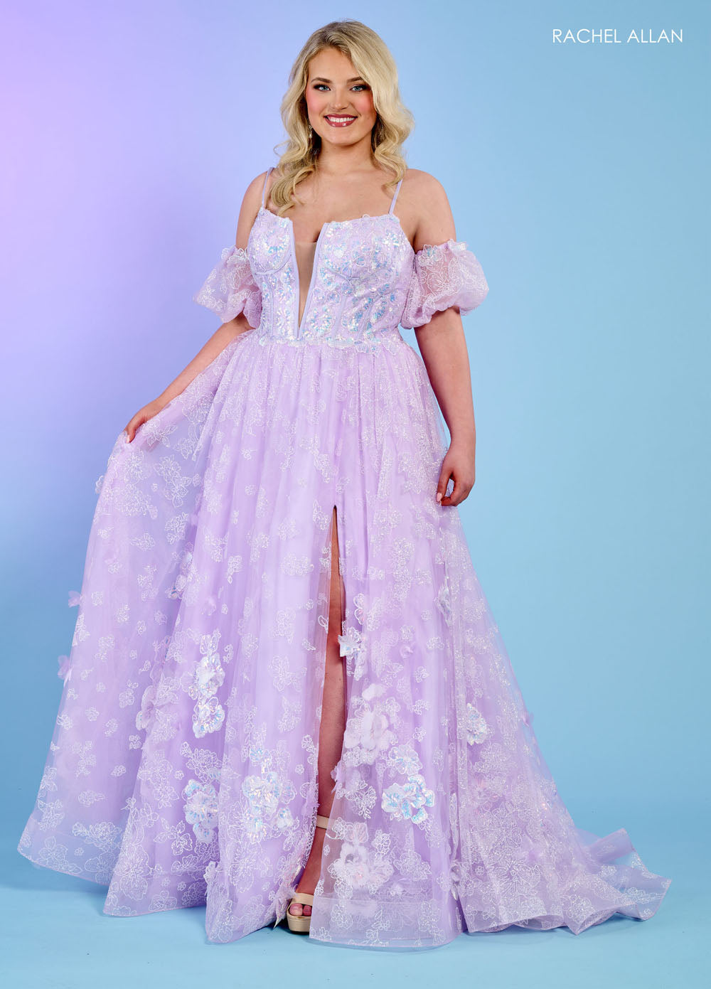 Rachel Allan 70557 prom dress images. Rachel Allan 70557 is available in these colors: Light Blue, Lilac, Mint.