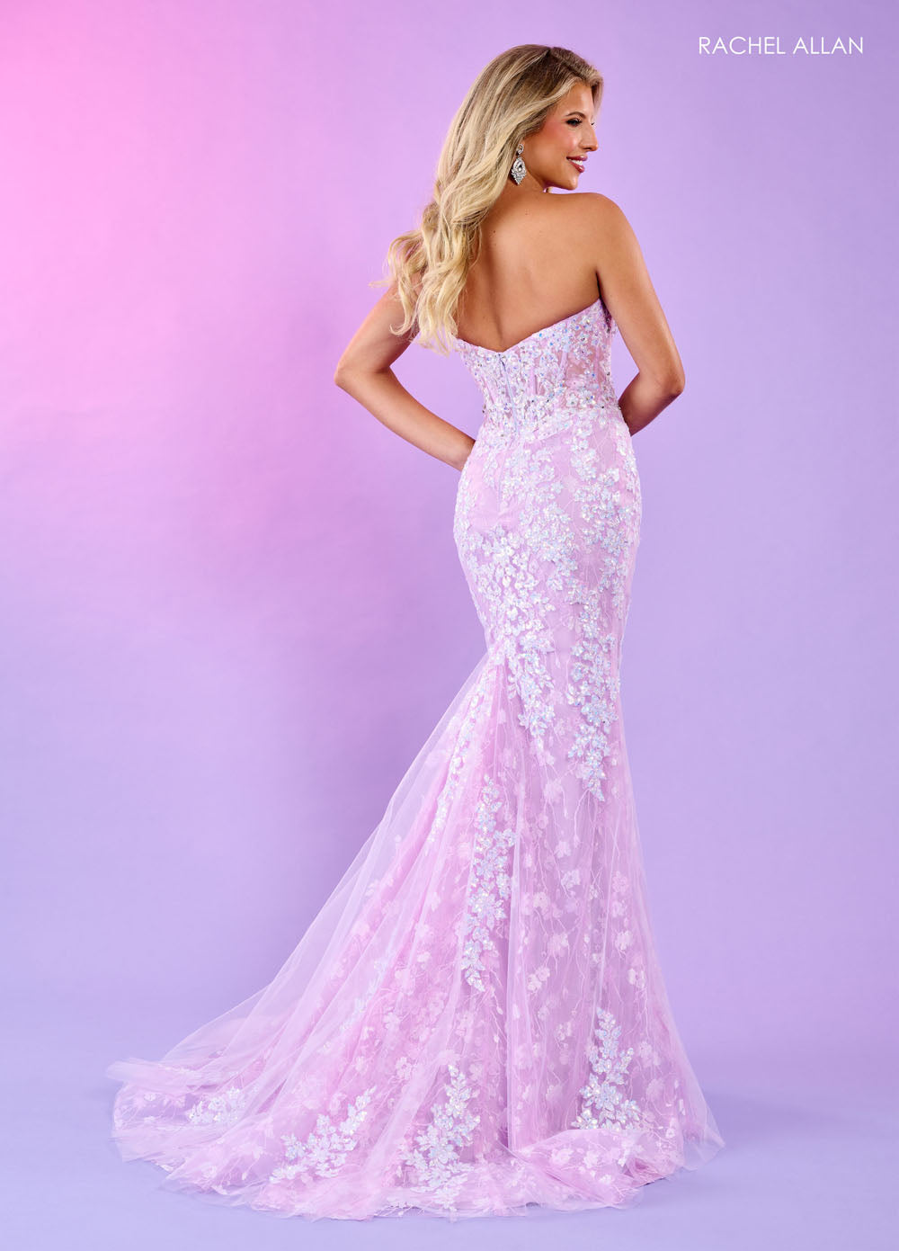 Rachel Allan 70566 prom dress images. Rachel Allan 70566 is available in these colors: Lilac, Mint, Pink.