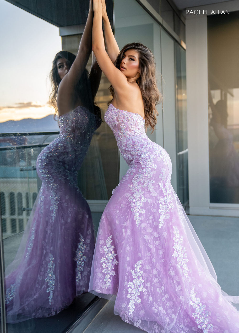 Rachel Allan 70566 prom dress images. Rachel Allan 70566 is available in these colors: Lilac, Mint, Pink.