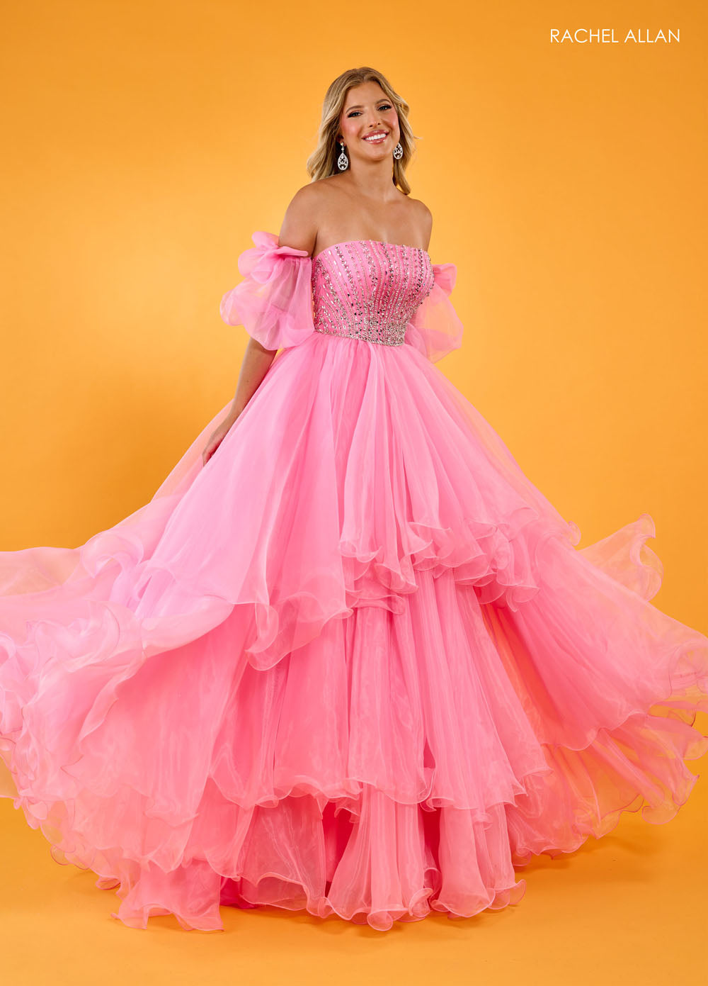 Rachel Allan 70570 prom dress images. Rachel Allan 70570 is available in these colors: Aqua, Lilac, Pink.
