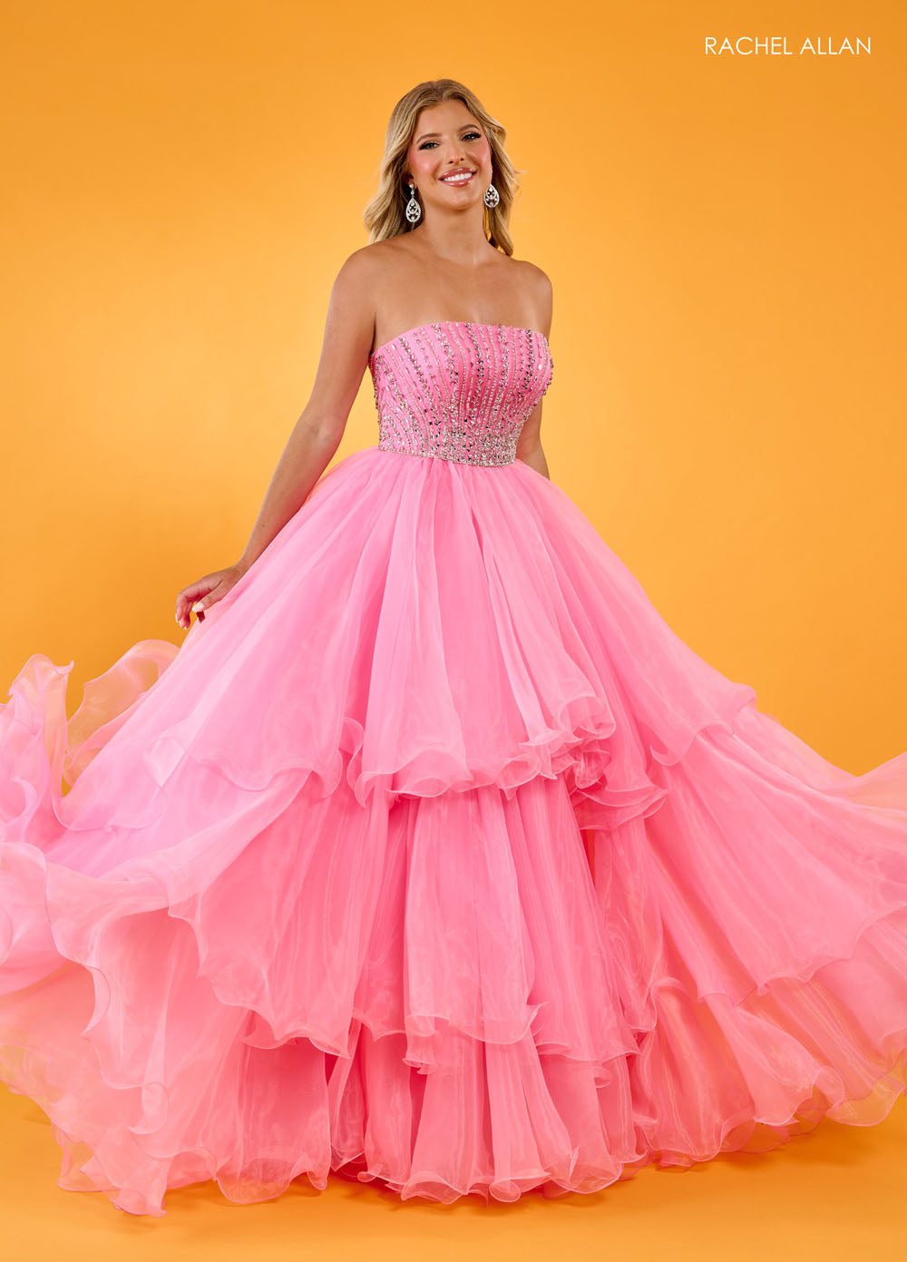 Rachel Allan 70570 prom dress images. Rachel Allan 70570 is available in these colors: Aqua, Lilac, Pink.