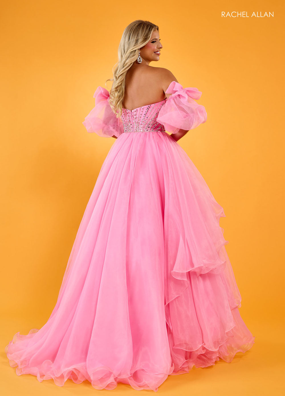 Rachel Allan 70570 prom dress images. Rachel Allan 70570 is available in these colors: Aqua, Lilac, Pink.