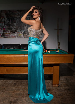 Rachel Allan 70573 prom dress images.  Rachel Allan 70573 is available in these colors: Black, Fuchsia, Jade.