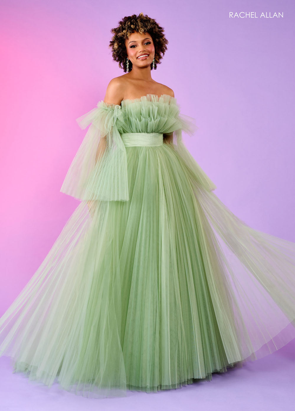 Rachel Allan 70583 prom dress images. Rachel Allan 70583 is available in these colors: Bright Coral, Light Blue, Pink, Sage.