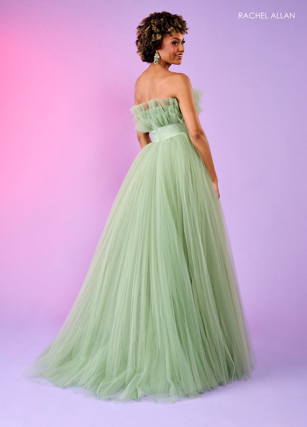 Rachel Allan 70583 prom dress images. Rachel Allan 70583 is available in these colors: Bright Coral, Light Blue, Pink, Sage.