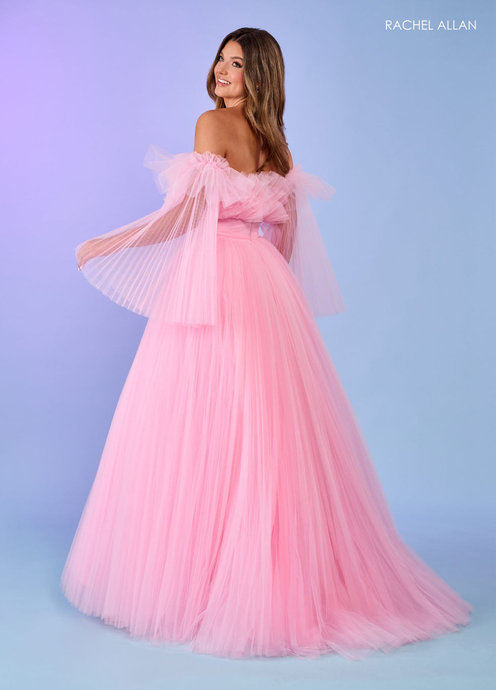 Rachel Allan 70583 prom dress images. Rachel Allan 70583 is available in these colors: Bright Coral, Light Blue, Pink, Sage.
