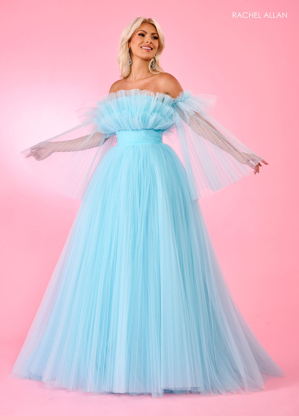 Rachel Allan 70583 prom dress images. Rachel Allan 70583 is available in these colors: Bright Coral, Light Blue, Pink, Sage.