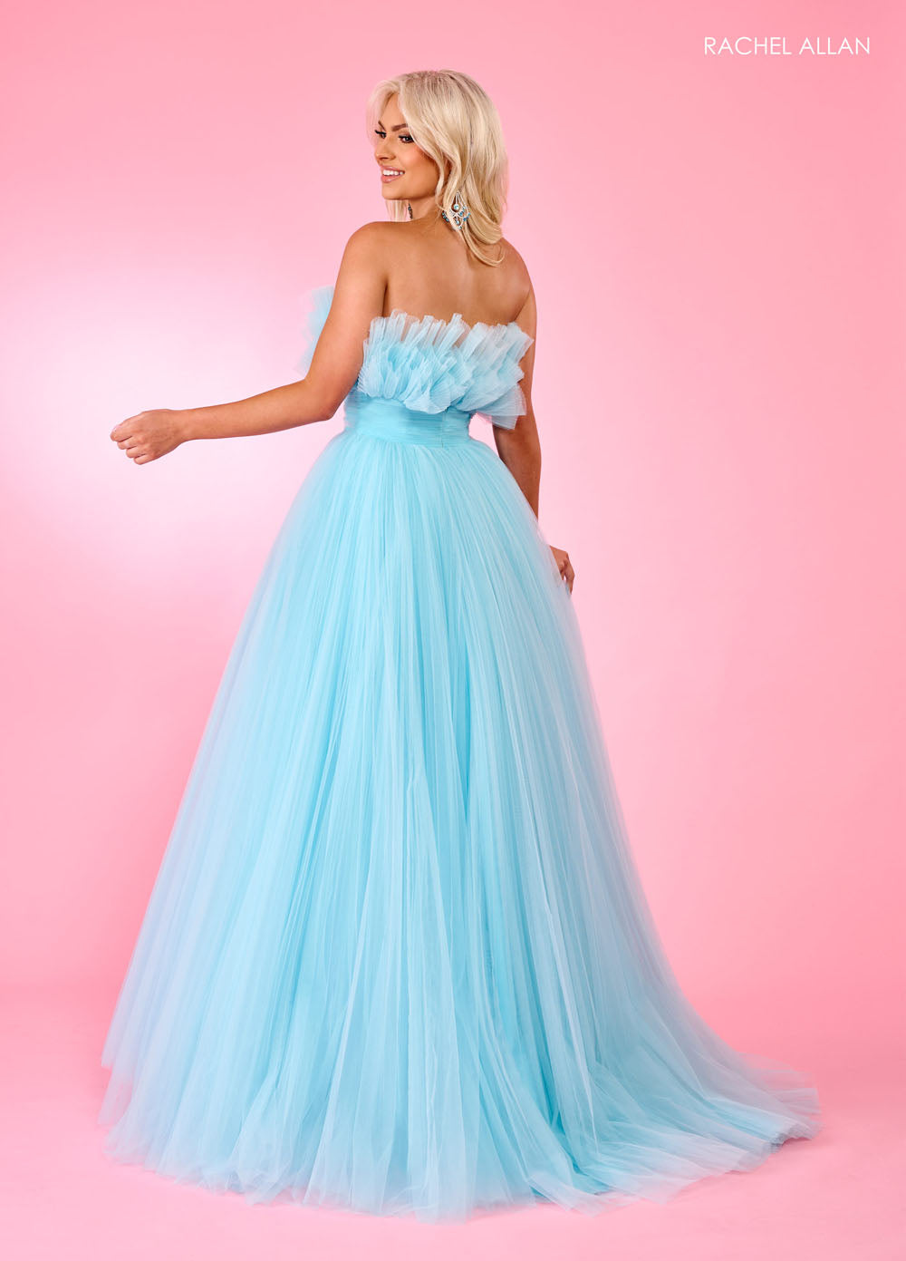 Rachel Allan 70583 prom dress images. Rachel Allan 70583 is available in these colors: Bright Coral, Light Blue, Pink, Sage.