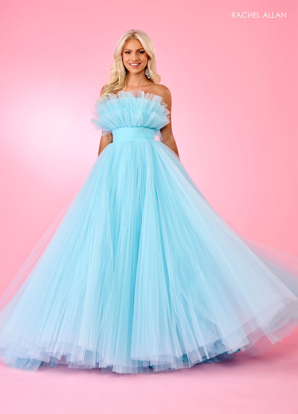 Rachel Allan 70583 prom dress images. Rachel Allan 70583 is available in these colors: Bright Coral, Light Blue, Pink, Sage.