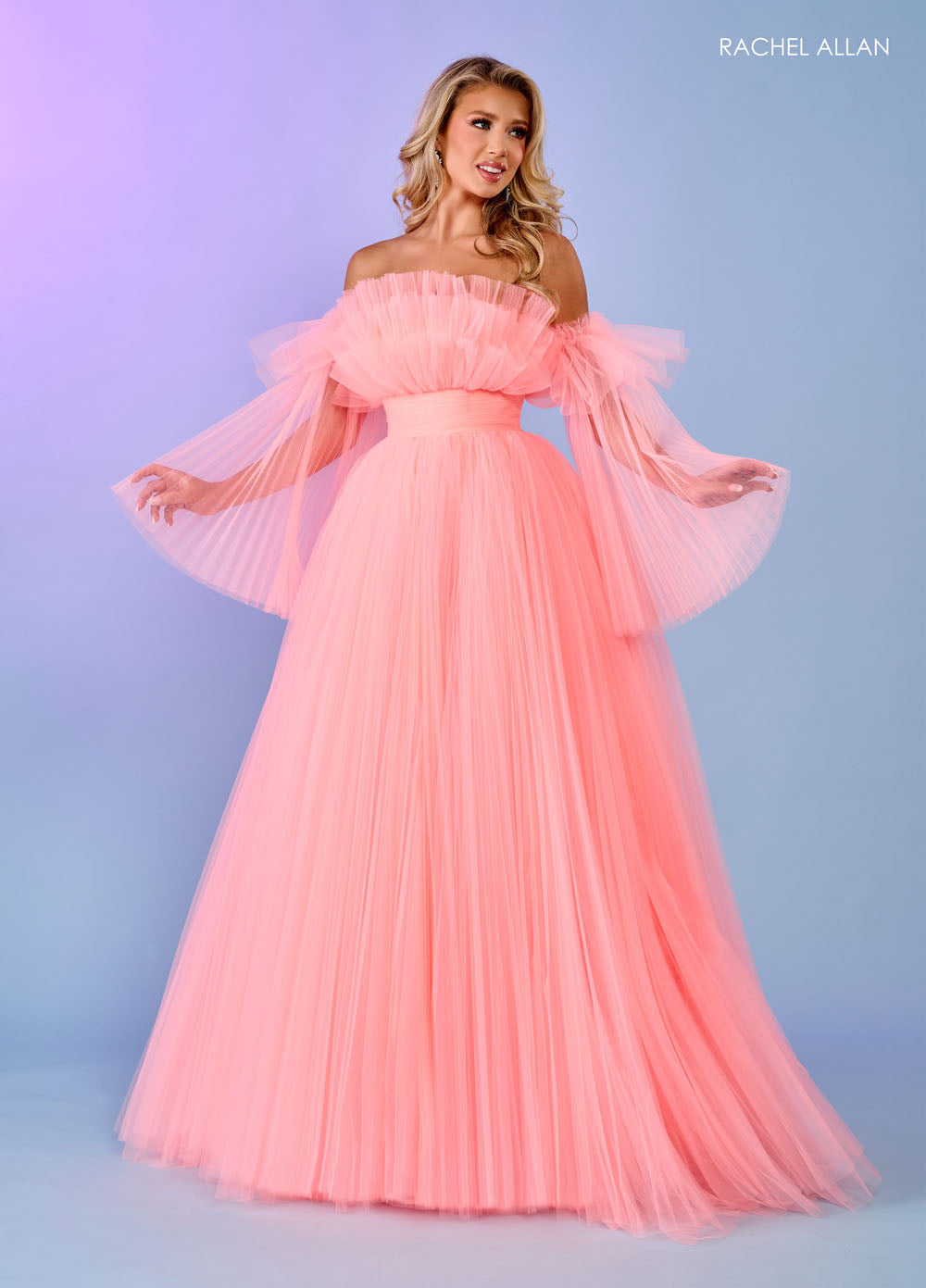 Rachel Allan 70583 prom dress images. Rachel Allan 70583 is available in these colors: Bright Coral, Light Blue, Pink, Sage.