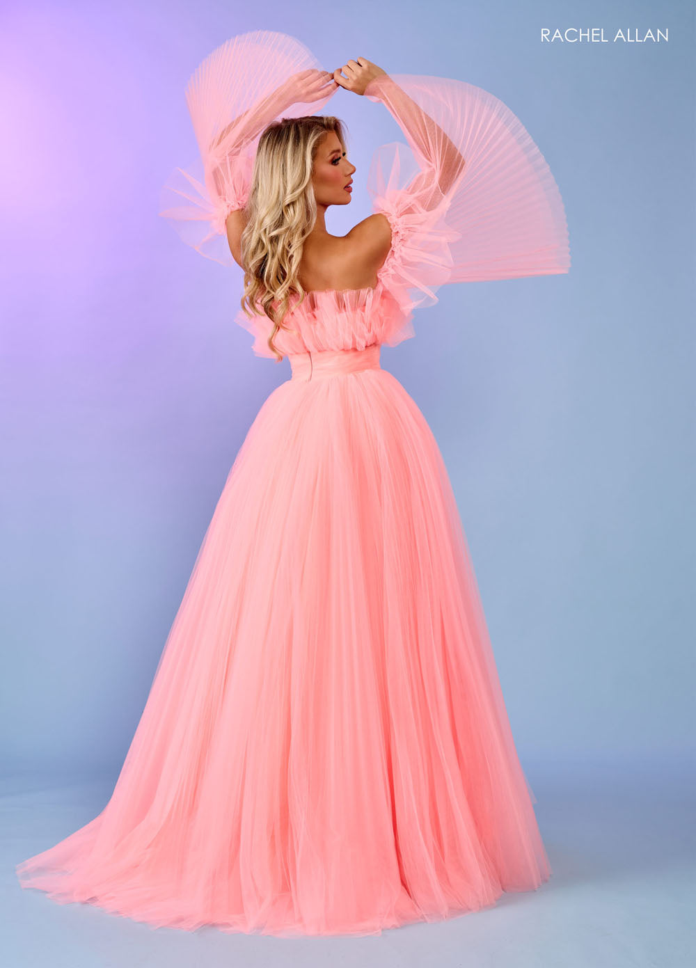 Rachel Allan 70583 prom dress images. Rachel Allan 70583 is available in these colors: Bright Coral, Light Blue, Pink, Sage.