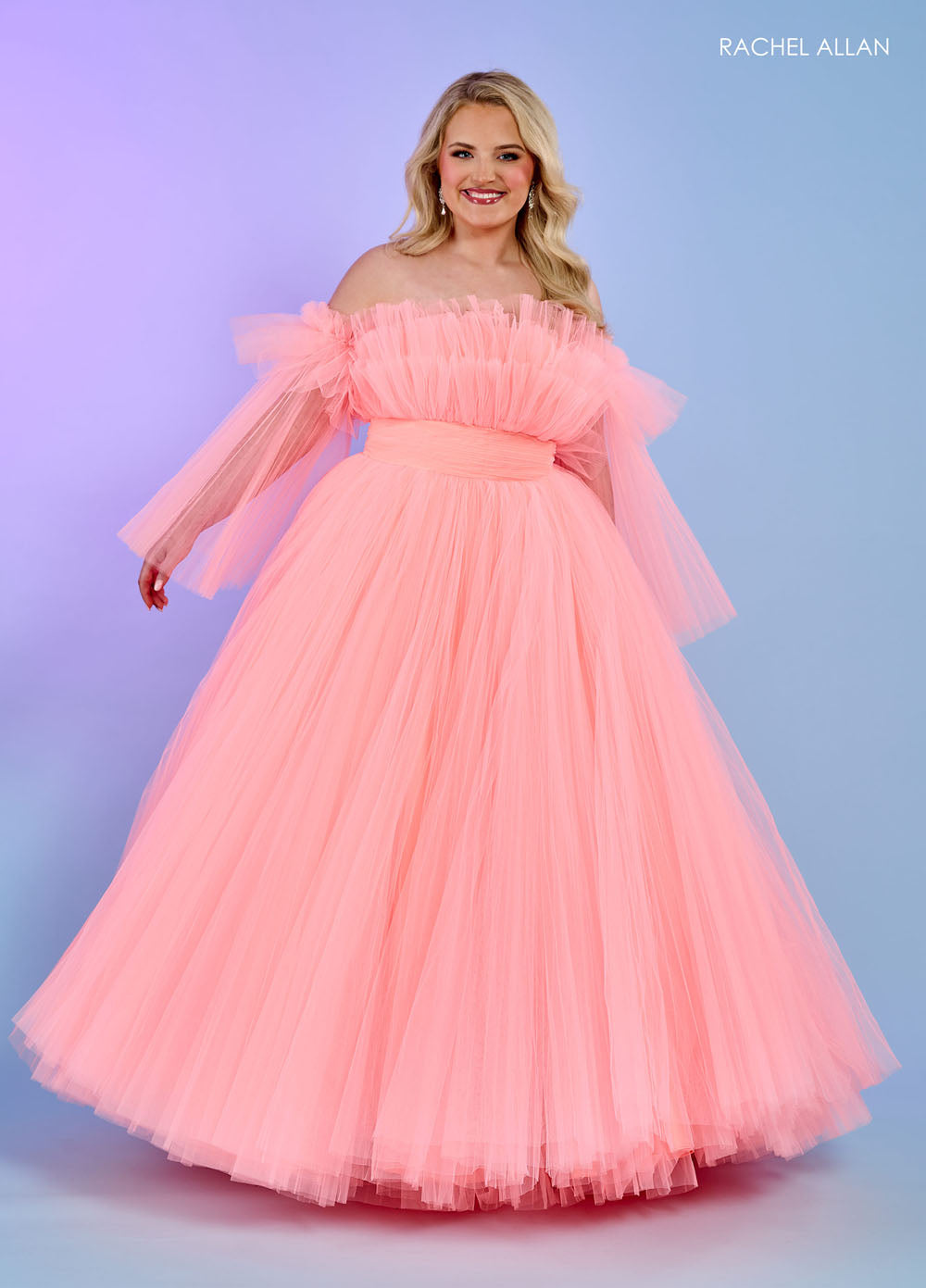 Rachel Allan 70583 prom dress images. Rachel Allan 70583 is available in these colors: Bright Coral, Light Blue, Pink, Sage.