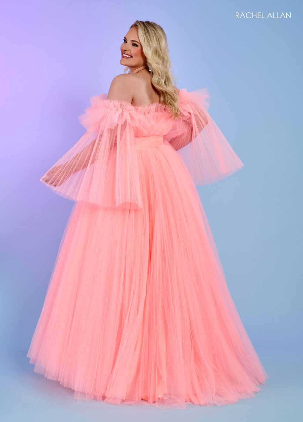 Rachel Allan 70583 prom dress images. Rachel Allan 70583 is available in these colors: Bright Coral, Light Blue, Pink, Sage.