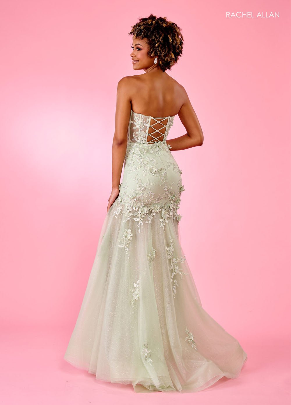 Rachel Allan 70588 prom dress images. Rachel Allan 70588 is available in these colors: Aqua, Lilac, Pink, Sage.