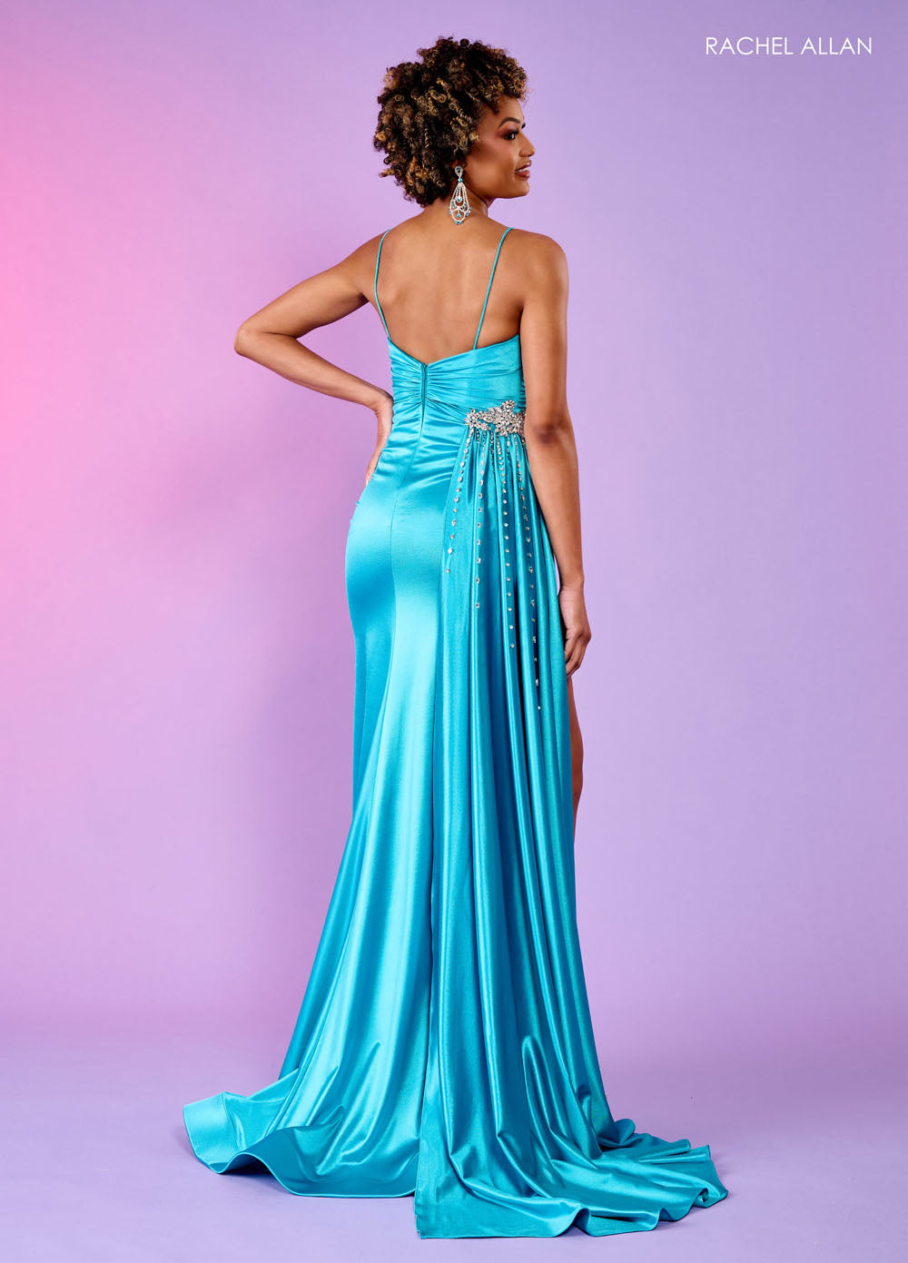 Rachel Allan 70593 prom dress images. Rachel Allan 70593 is available in these colors: Fuchsia, Sage, Turquoise.