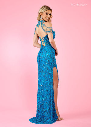 Rachel Allan 70596 prom dress images.  Rachel Allan 70596 is available in these colors: Champagne Black, Champagne Nude, Champagne White, Fuchsia, Ocean Blue.