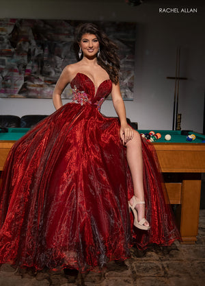 Rachel Allan 70605 prom dress images.  Rachel Allan 70605 is available in these colors: Burgundy, Lilac, Royal.