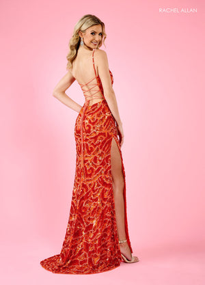 Rachel Allan 70606 prom dress images.  Rachel Allan 70606 is available in these colors: Lime, Peacock, Pink, Tangerine.